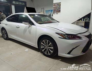 CARLIKE CL-MW-02 CAMALEÓN MÁGICO BRILLO BLANCO A PÚRPURA ENVOLTURA DE VINILO Lexus 