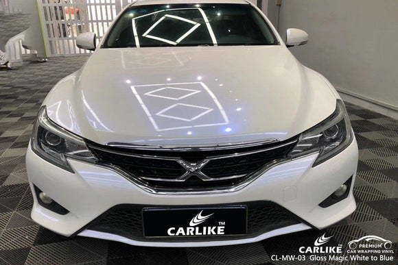 CARLIKE CL-MW-03 magic chameleon gloss white to blue vinyl auto film Utrecht Netherlands - CARLIKE WRAP