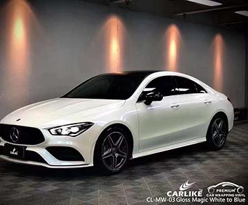 CARLIKE CL-MW-03 magic chameleon gloss white to blue vinyl for mercedes-ben - CARLIKE WRAP