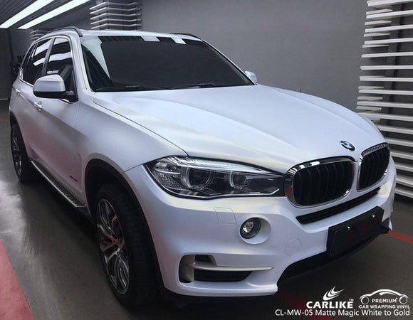 CARLIKE CL-MW-05 MAGIC CHAMELEON MATTE WHITE TO GOLD VINYL BMW SUV - CARLIKE WRAP