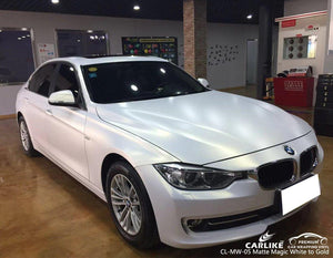 CARLIKE CL-MW-05 CAMALEÓN MÁGICO BLANCO MATE A ORO ENVOLTURA DE VINILO BMW 