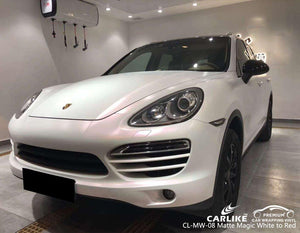 CARLIKE CL-MW-08 MAGIC CHAMELEON ENVOLTURA DE VINILO DE BLANCO MATE A ROJO PORSCHE 