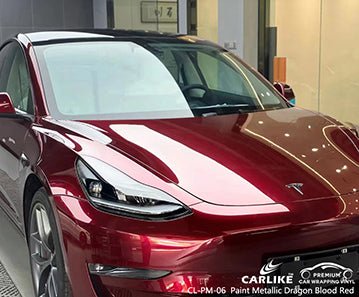 CARLIKE CL-PM-06 paint metallic dragon blood red vinyl for tesla - CARLIKE WRAP