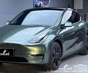 CARLIKE CL-PM-24P paint metallic bright green car wrap vinyl (pet air release paper) for tesla