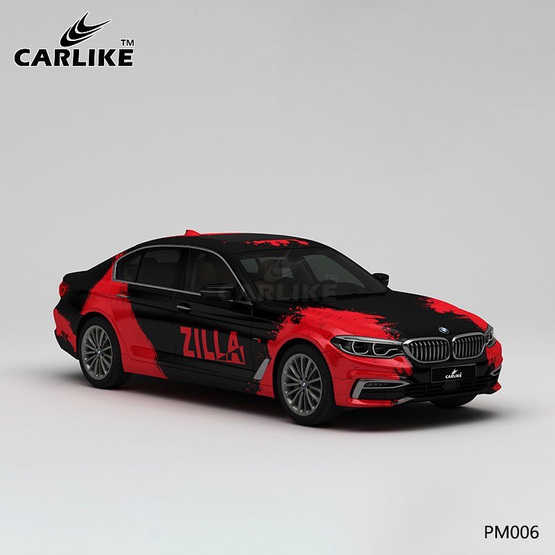 CARLIKE CL-PM006 black and red splash-ink high-precision printing customized car vinyl wrap for bmw - CARLIKE WRAP