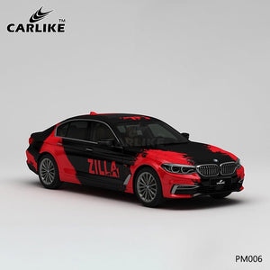 CARLIKE CL-PM006 black and red splash-ink high-precision printing customized car vinyl wrap for bmw