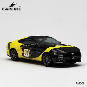 CARLIKE CL-PM008 black and yellow splash-ink high-precision printing customized car vinyl wrap for ford