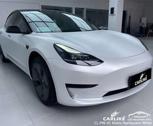 CARLIKE CL-PW-01 matte pearlescent white car wrap vinyl for tesla