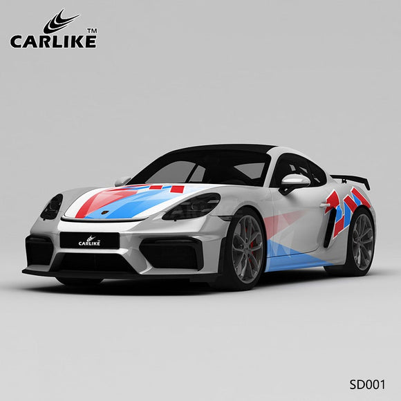 CARLIKE CL-SD001 pattern latte on the track high-precision printing customized car vinyl wrap for porsche - CARLIKE WRAP