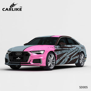 CARLIKE CL-SD005 pattern pink blue floral high-precision printing customized car vinyl wrap for audi