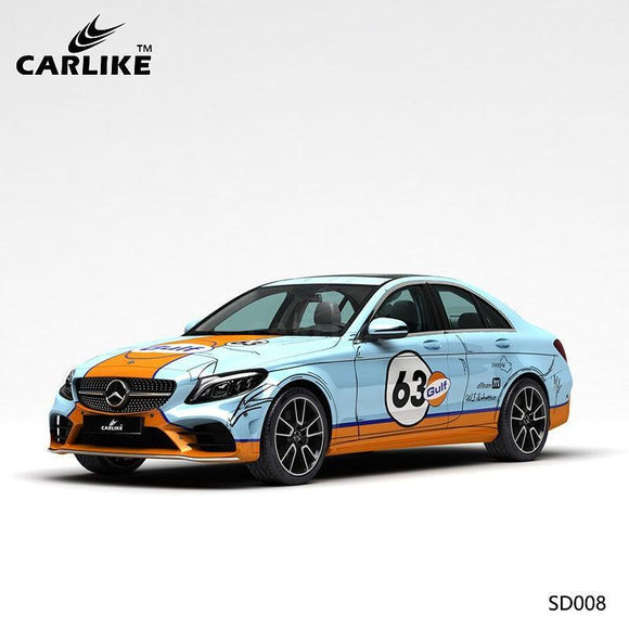 CARLIKE CL-SD008 pattern gulf oil track painting high-precision printing customized car vinyl wrap mercedes-benz - CARLIKE WRAP