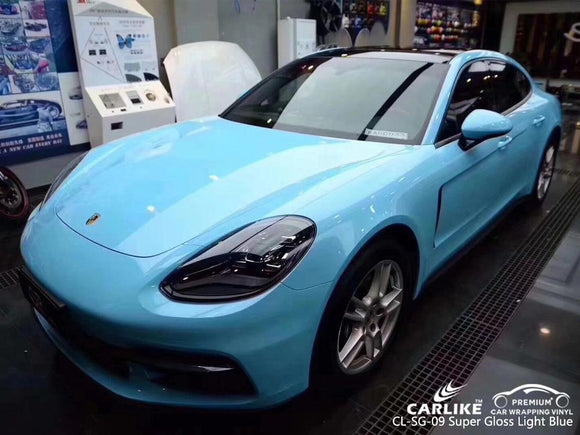 CARLIKE CL-SG-09 SUPER GLOSS LIGHT BLUE VINYL On Porsche - CARLIKE WRAP