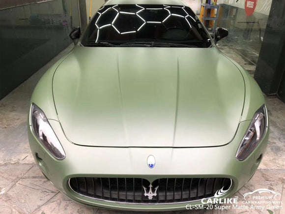 CARLIKE CL-SM-20 SUPER MATTE ARMY GREEN VINYL On Maserati - CARLIKE WRAP