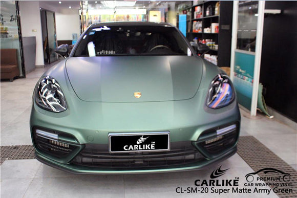 CARLIKE CL-SM-20 SUPER MATTE ARMY GREEN VINYL WRAP PORSCHE - CARLIKE WRAP