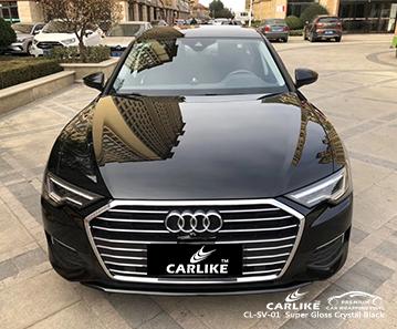 CARLIKE CL-SV-01 super gloss crystal black vinyl dry application no air bubbles Santorini Greece - CARLIKE WRAP