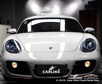 CARLIKE CL-SV-05 super gloss crystal nardo grey vinyl low initial tack car wraps Paris France - CARLIKE WRAP
