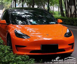 CARLIKE CL-SV-08 super gloss crystal orange vinyl for tesla