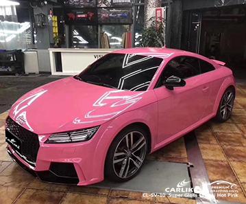 CARLIKE CL-SV-10 super gloss crystal hot pink vinyl super air channels Chamounix France - CARLIKE WRAP