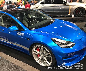 CARLIKE CL-SV-24 super gloss crystal sapphire blue super air release car wrapping vinyl Sweden - CARLIKE WRAP