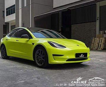 CARLIKE CL-SV-28 super gloss crystal apple green vinyl for tesla - CARLIKE WRAP