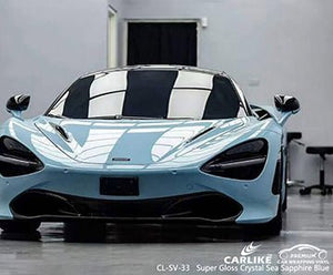 CARLIKE CL-SV-33 super gloss crystal sea sapphire blue vinyl for mclaren