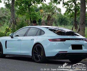 CARLIKE CL-SV-33 super gloss crystal sea sapphire blue vinyl for porsche