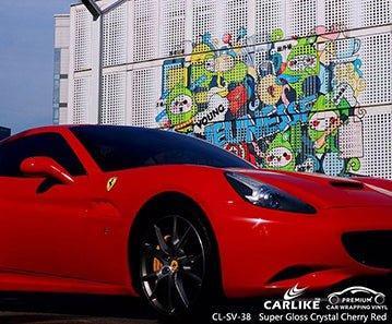 CARLIKE CL-SV-38 super gloss crystal cherry red vinyl for ferrari - CARLIKE WRAP