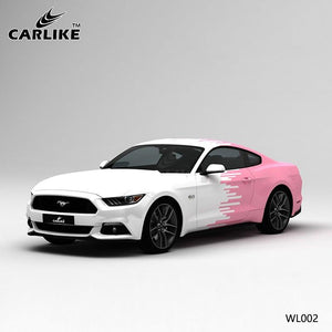 CARLIKE CL-WL002 pattern white pink lines high-precision printing customized car vinyl wrap for GT