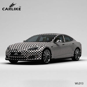 CARLIKE CL-WL013 pattern black and white grid high-precision printing customized car vinyl wrap for tesla