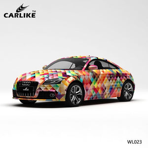 CARLIKE CL-WL023 pattern colorful squares high-precision printing customized car vinyl wrap for audi