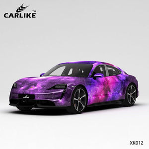 CARLIKE CL-XK012 pattern purple pink starry sky high-precision printing customized car vinyl wrap for porsche