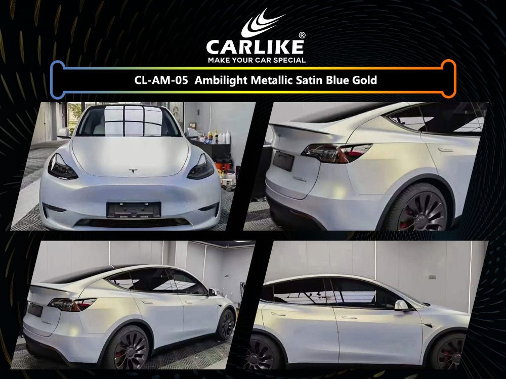 CL-AM-05 AMBILIGHT METALLIC SATIN BLUE GOLD VINYL FOR TESLA - CARLIKE WRAP