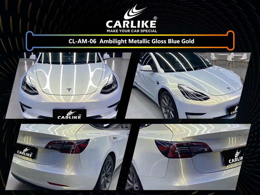 CL-AM-06 AMBILIGHT METALLIC GLOSS BLUE GOLD VINYL FOR TESLA - CARLIKE WRAP