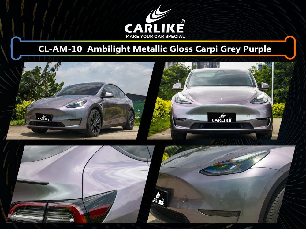 CL-AM-10 AMBILIGHT METALLIC GLOSS CARPI GREY PURPLE VINYL FOR TESLA - CARLIKE WRAP