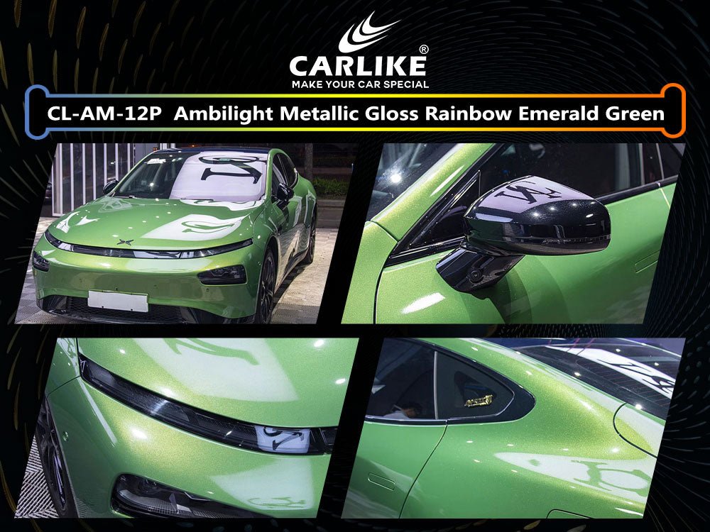 CL-AM-12P AMBILIGHT METALLIC GLOSS RAINBOW EMERALD GREEN PET VINYL FOR XIAOPENG - CARLIKE WRAP