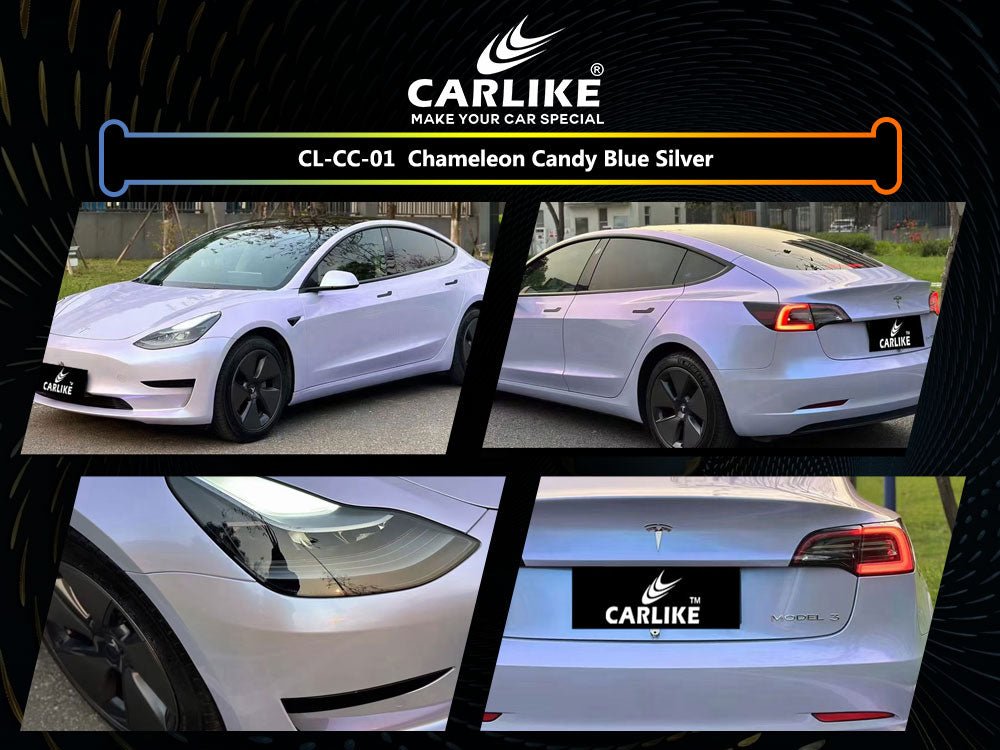 CL-CC-01 CHAMELEON CANDY BLUE SILVER VINYL FOR TESLA - CARLIKE WRAP