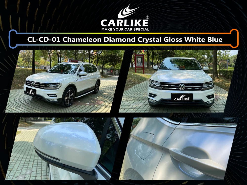 CL-CD-01 CHAMELEON DIAMOND CRYSTAL GLOSS WHITE BLUE VINYL FOR VW - CARLIKE WRAP