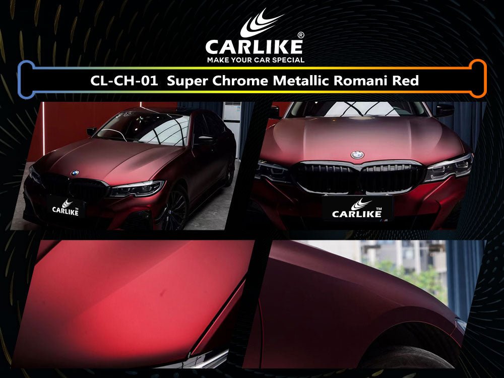 CL-CH-01 SUPER CHROME METALLIC ROMANI RED VINYL FOR BMW - CARLIKE WRAP
