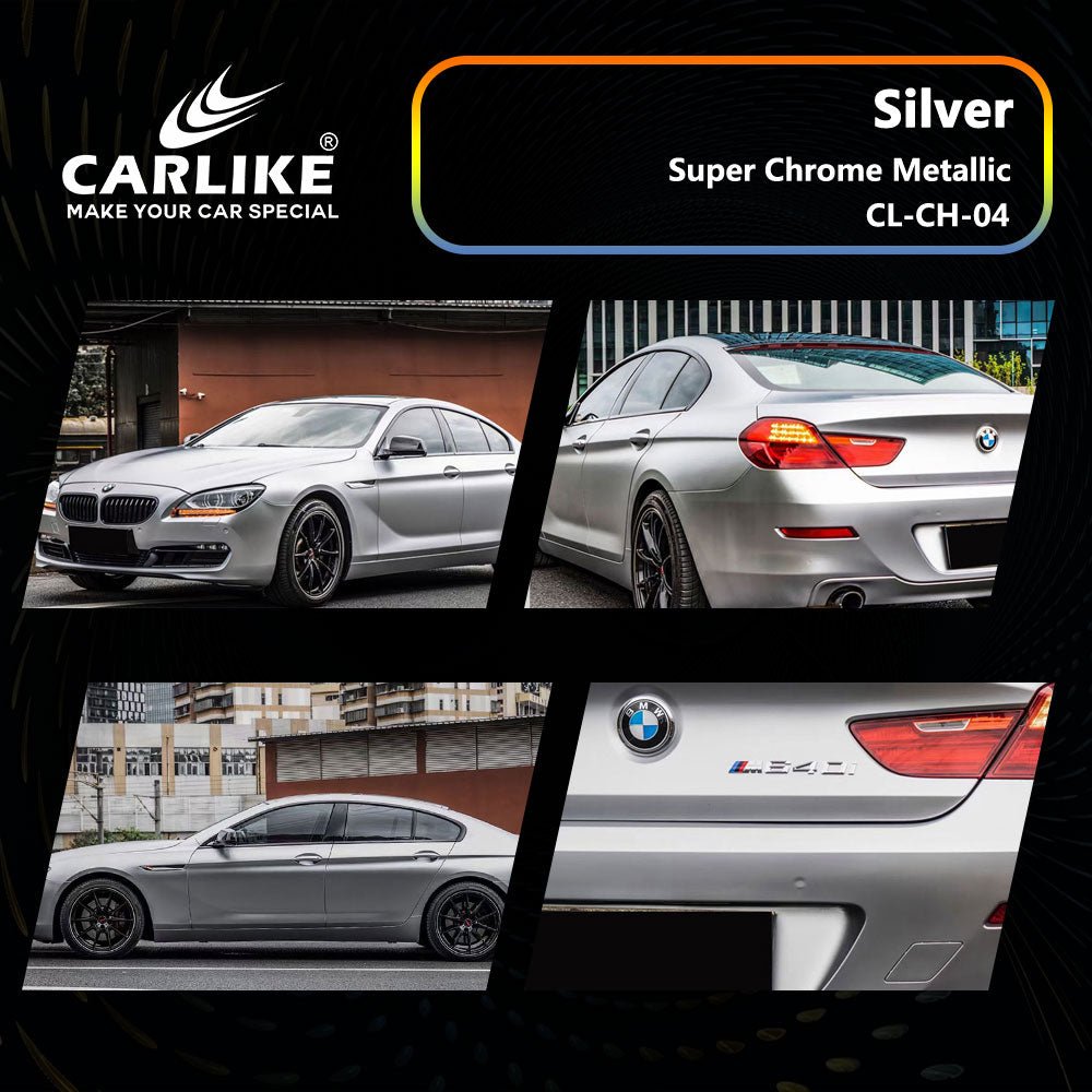 CL-CH-04 SUPER CHROME METALLIC SILVER VINYL FOR BMW - CARLIKE WRAP