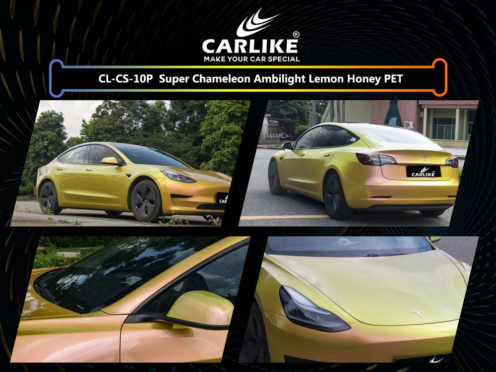 CL-CS-10P SUPER CHAMELEON AMBILIGHT LEMON HONEY PET VINYL FOR TESLA - CARLIKE WRAP