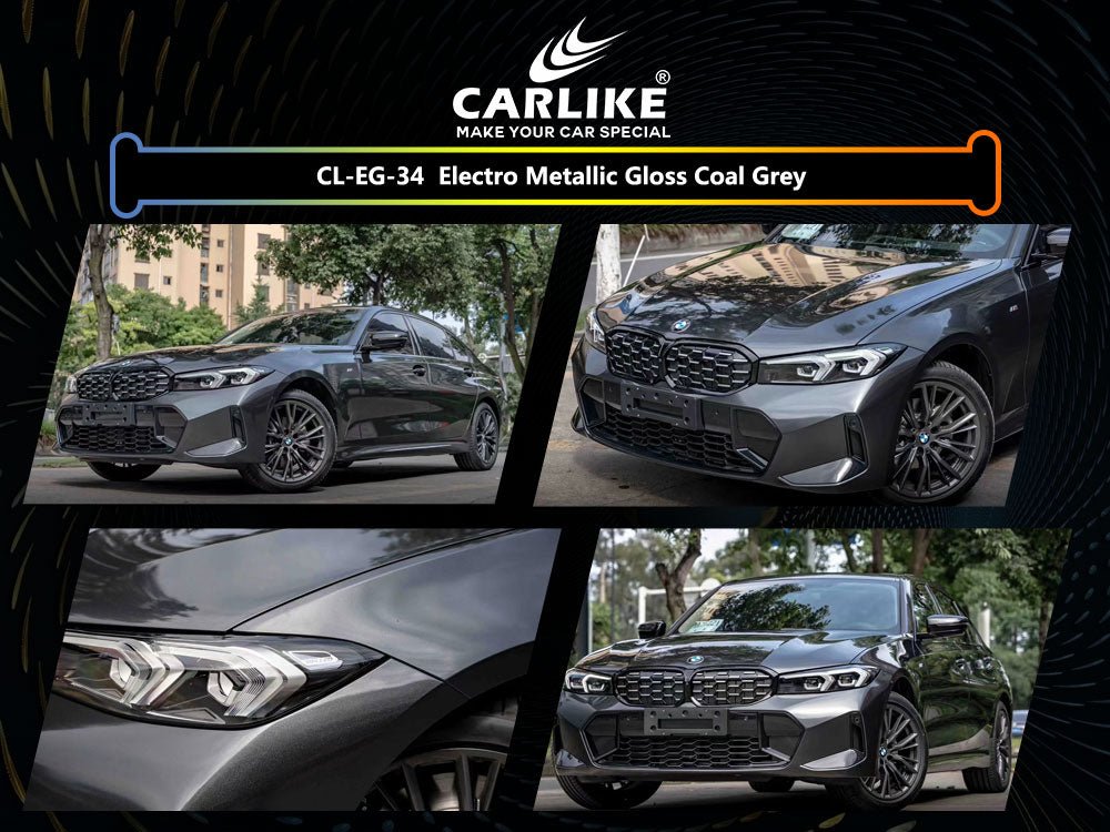 CL-EG-34 SUPER ELECTRO METALLIC GLOSS COAL GREY VINYL FOR BMW - CARLIKE WRAP