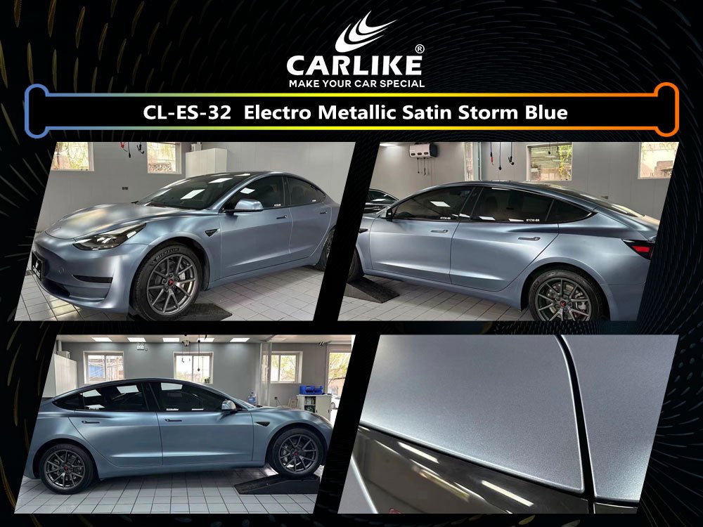 CL-ES-32 ELECTRO METALLIC SATIN STORM BLUE VINYL FOR TESLA - CARLIKE WRAP