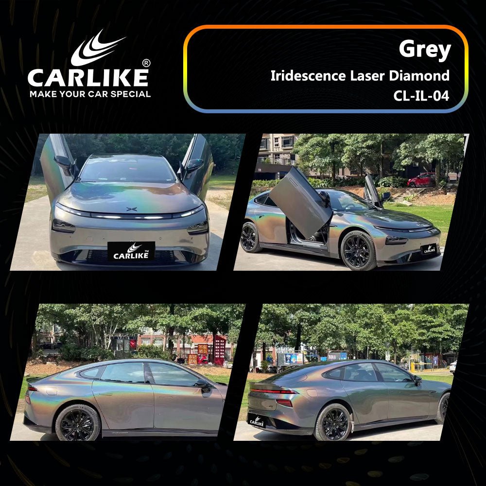 CL-IL-04 IRIDESCENCE LASER DIAMOND GREY VINYL FOR XPENG - CARLIKE WRAP