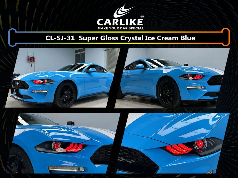 CL-SJ-31 SUPER GLOSS CRYSTAL ICE CREAM BLUE VINYL FOR MUSTANG - CARLIKE WRAP