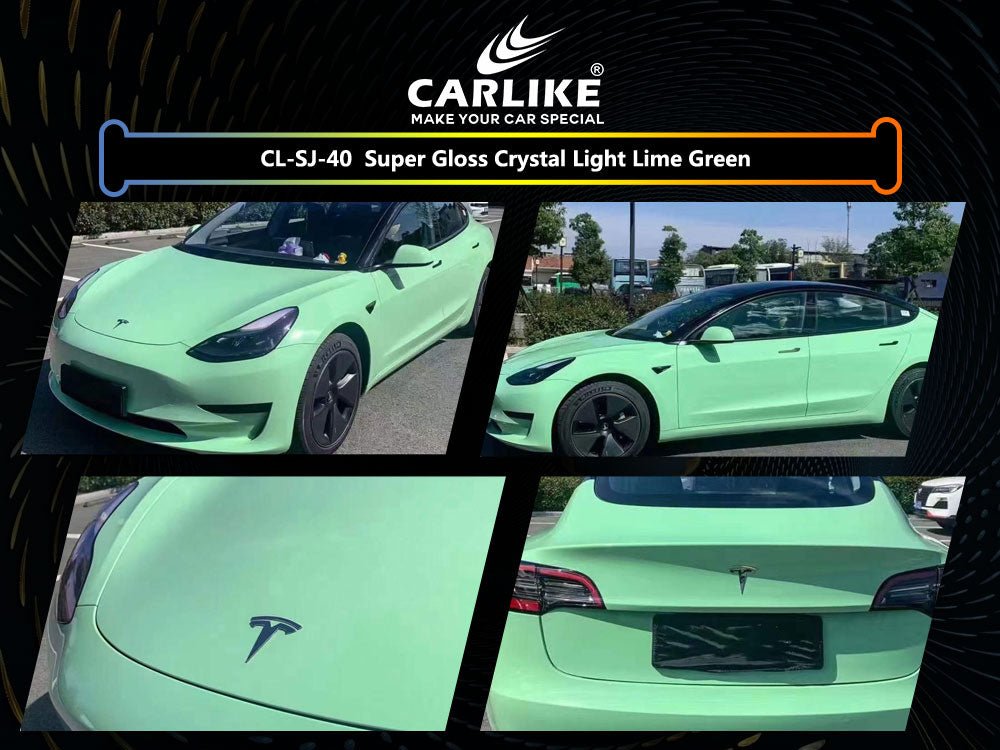 CL-SJ-40 SUPER GLOSS CRYSTAL LIGHT LIME GREEN VINYL FOR TESLA - CARLIKE WRAP