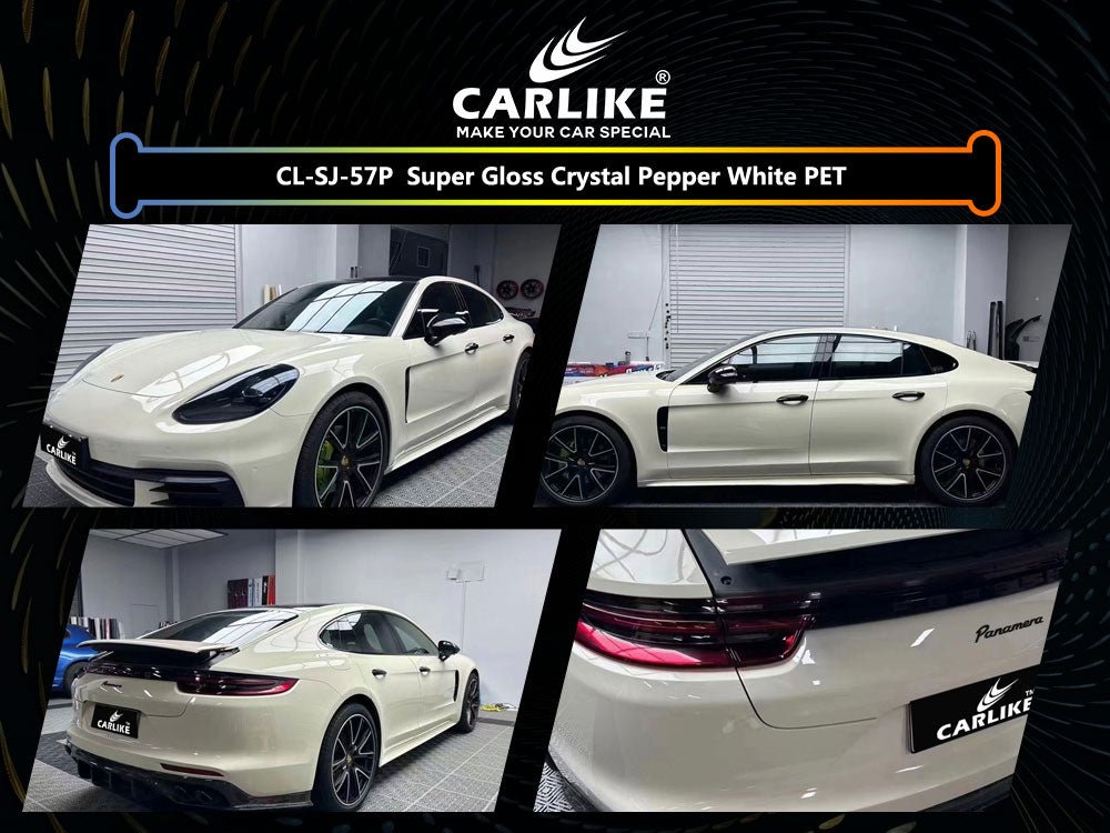CL-SJ-57P SUPER GLOSS CRYSTAL PEPPER WHITE PET VINYL FOR PORSCHE - CARLIKE WRAP