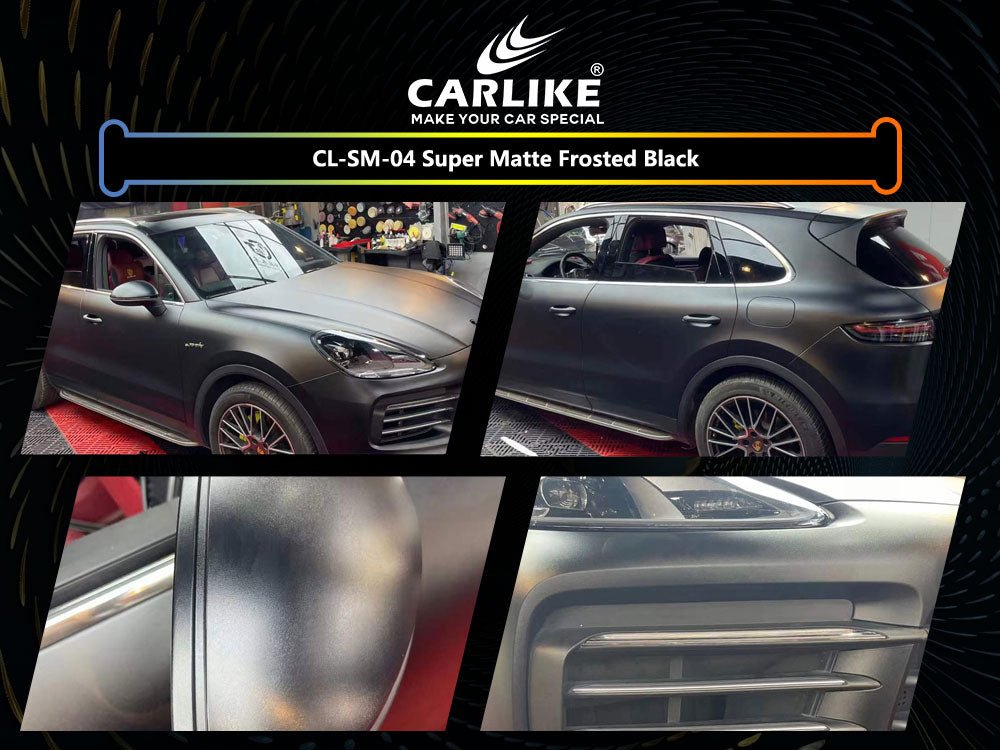 CL-SM-04 SUPER MATTE FROSTED BLACK VINYL FOR PORSCHE - CARLIKE WRAP