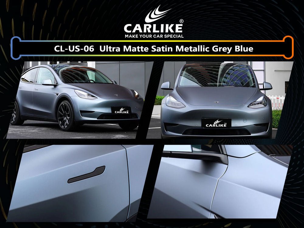 CL-US-06 ULTRA MATTE SATIN METALLIC GREY BLUE VINYL FOR TESLA - CARLIKE WRAP