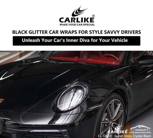 Unleash Your Car's Inner Diva: Black Glitter Car Wraps for Style Savvy Drivers - CARLIKE WRAP