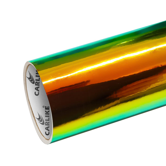 CARLIKE CL-CR-01 Vinilo holográfico cromado arcoíris verde ammolita
